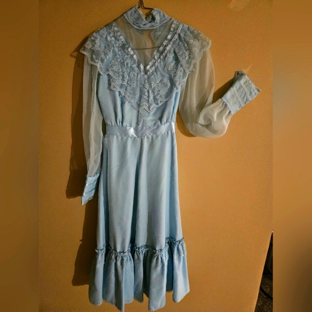 Handmade Girls long dress blue